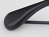 Плечики вішалки тремпеля дерев'яні чорного кольору широкі, довжина 45 см, фото 5
