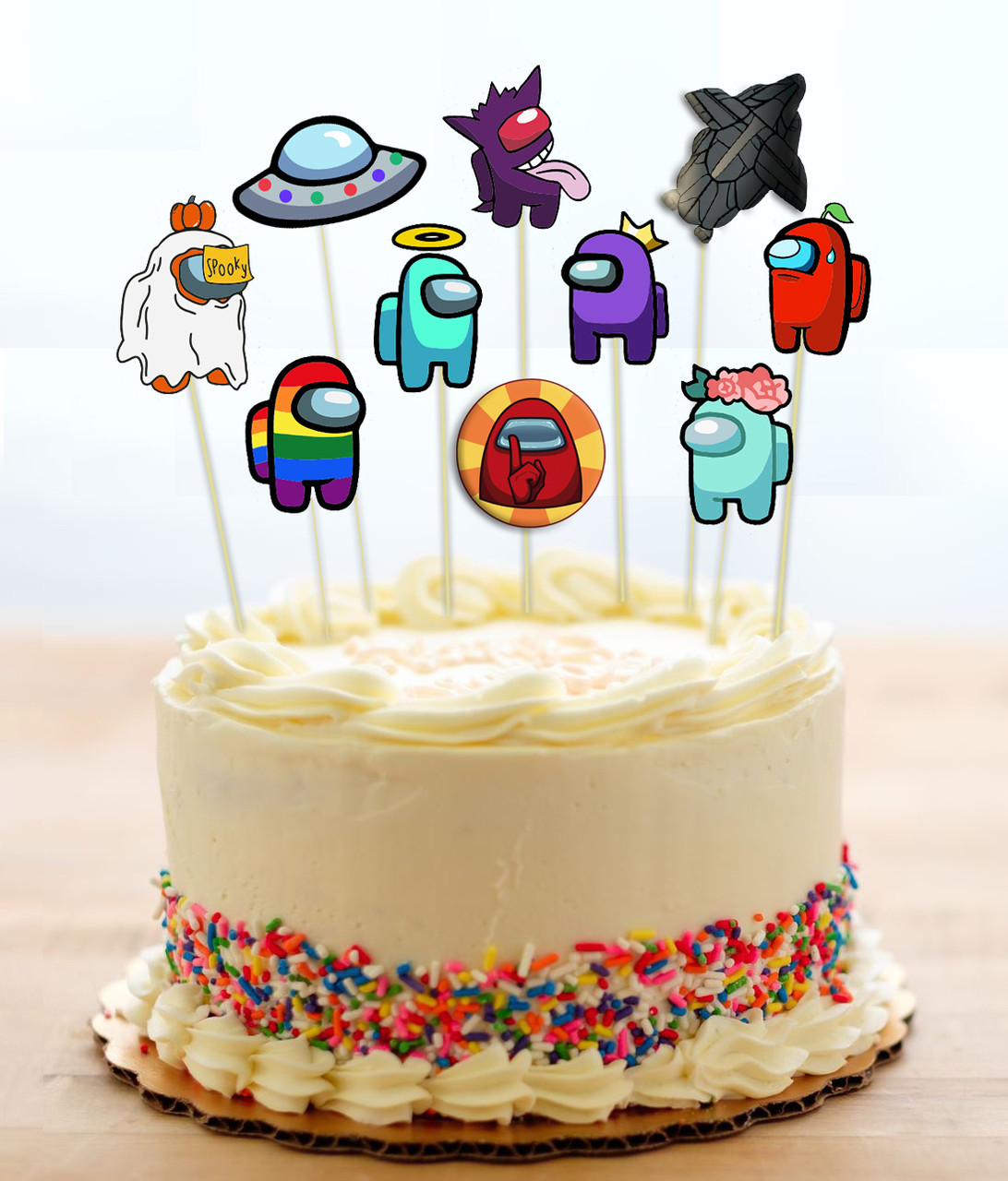 Набір середні топпери в торт (8см) вирубка "Амонг ас / эмонг ас" (10шт./уп.)(КАРТОН)