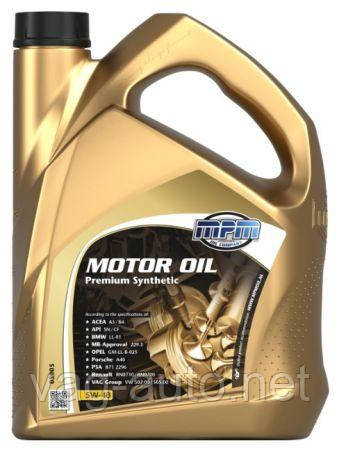 Моторна олива MPM Premium Synthetic / 5W40 / 5л. / (ACEA A3/B4, API CF/SN, VW 502.00 / 505.00)