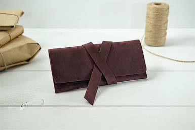 Жіночий Гаманець клатч з закруткою з натуральної шкіри колір Бордо