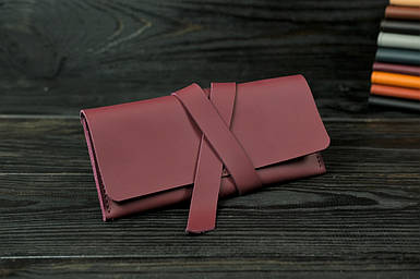 Жіночий Гаманець клатч з закруткою з натуральної шкіри колір Бордо