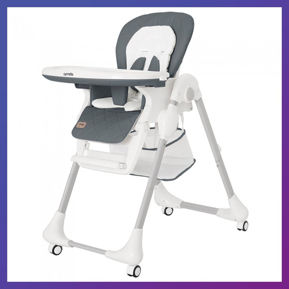 Дитячий стільчик для годування з регульованою спинкою Carrello Toffee CRL-9502/3 сірий на коліщатках, фото 1