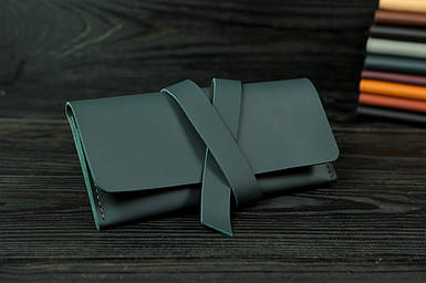 Жіночий Гаманець клатч з закруткою з натуральної шкіри колір Зелений