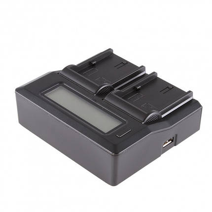 Зарядний Alitek LCD Dual для 2 акумуляторів Panasonic VW-VBT380 / VBT190, VW-VBK360 / VBK180 / VBL090 / VBY, фото 1