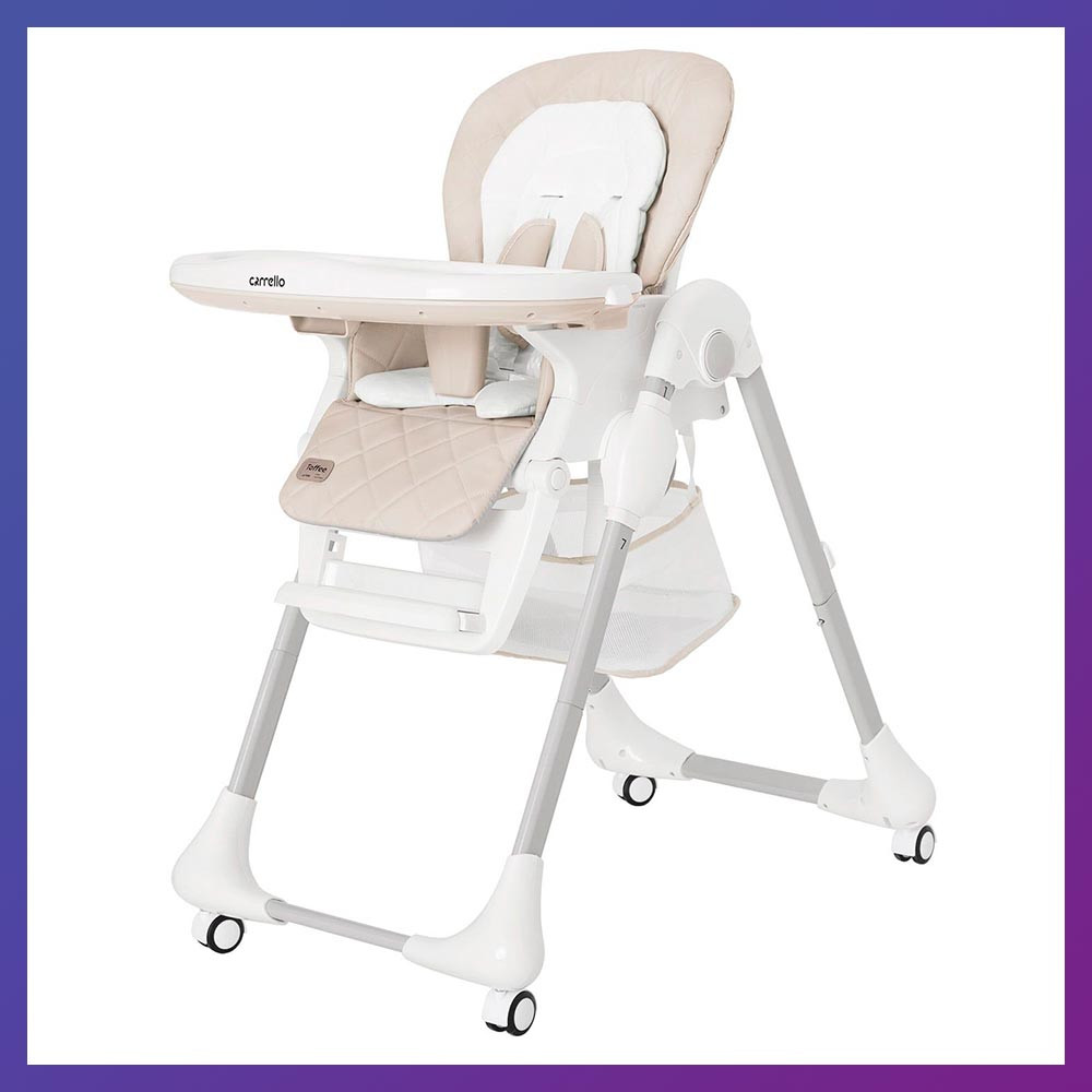 Дитячий стільчик для годування з регульованою спинкою Carrello Toffee CRL-9502/3 бежевий на коліщатках, фото 1
