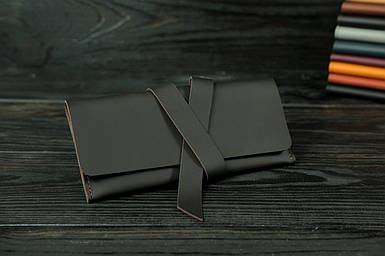 Шкіряний гаманець клатч з закруткою, натуральна шкіра Grand, колір коричневый, відтінок Шоколад