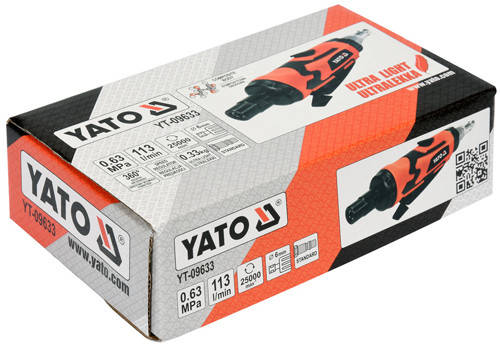 ПРЯМА ПНЕВМАТИЧНА ШЛІФУВАЛЬНА МАШИНА YATO 1/4" 25000 ОБ/ХВ 113 Л/ХВ, фото 4
