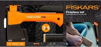 Подарунковий набір Fiskars сокира X5 121123 + ніж + стругачка