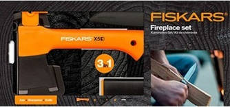 Подарунковий набір Fiskars сокира X5 121123 + ніж + стругачка