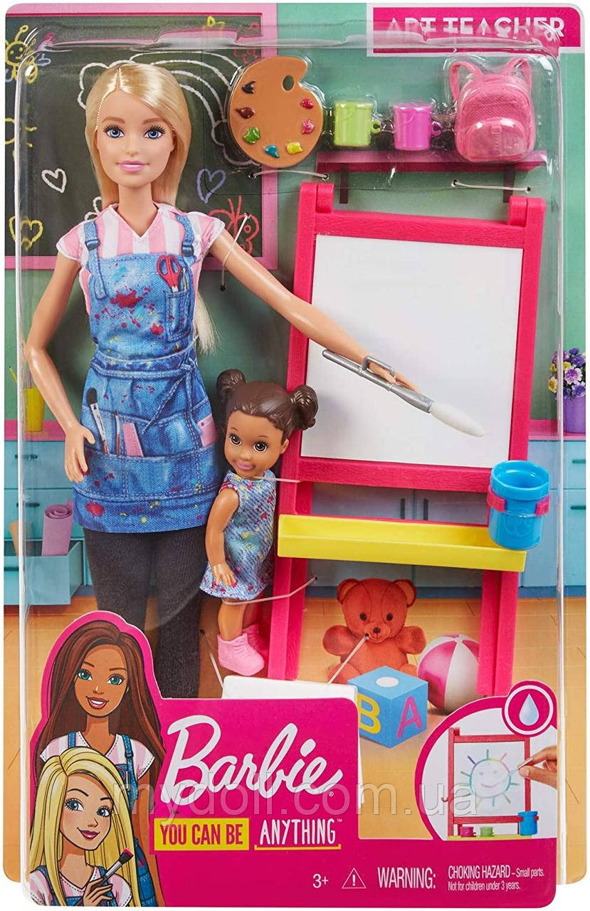 УЦІНКА! Лялька Барбі рисунок Я можу бути Barbie Art Teacher Playset with Blonde Doll GJM29