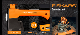 Подарунковий набір Fiskars сокира X5 121123 + ніж + пила
