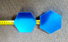 Дзеркальні акрилові наклейки стільники шестикутні 8,5 см*10см пластикові, блакитні набір 12шт, фото 3
