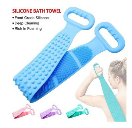 Силіконова масажна щітка для душу Silicon bath towel масажний пілінг для тіла та спини, фото 1