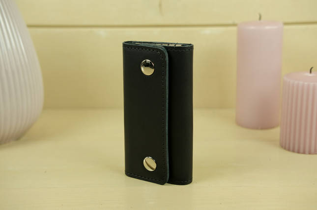 Ключниця на кнопках з натуральної шкіри колір Чорний, фото 1