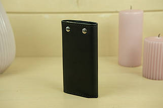 Ключниця на кнопках з натуральної шкіри колір Чорний, фото 4