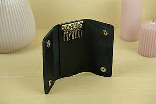 Ключниця на кнопках з натуральної шкіри колір Чорний, фото 2