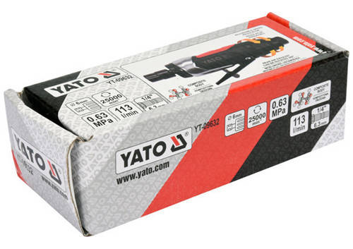 ШЛІФУВАЛЬНА ПНЕВМАТИЧНА КУТОВА YATO 1/4" 6 ММ 25000 ОБ/ХВ 113 Л/ХВ, фото 4