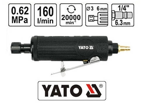 ШЛІФУВАЛЬНА ПНЕВМАТИЧНА КУТОВА YATO 1/4" 3 І 6 ММ 20000 ОБ/ХВ 160 Л/ХВ, фото 5