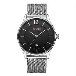 Чоловічий кварцовий годинник Curren, оригінальний наручний годинник з датою сріблястий