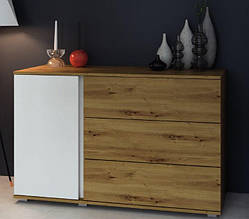 Комод з ДСП/МДФ Герда 1Д/3Ш дуб артісан/білий Сокме