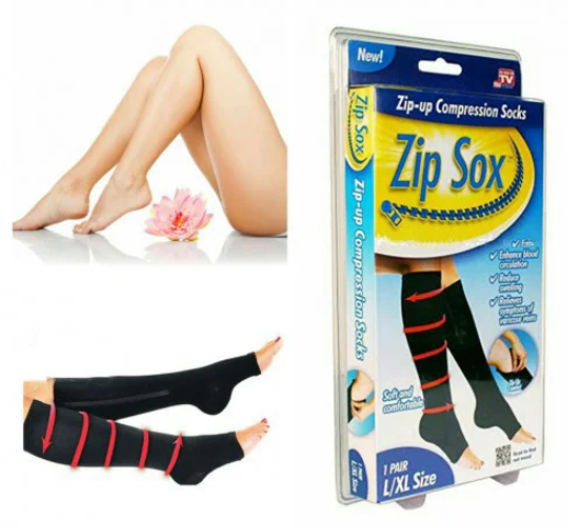 Компресійні гольфи Zip Sox,шкарпетки від варикозу, чорні L/XL (KG-2268)