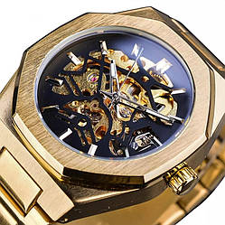 Механічний годинник з автопідзаводом Forsining Skeleton, чоловічий наручний годинник форсінінг скелетон гарантія 1 рік