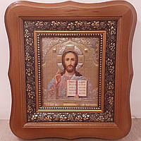 Икона Господа Вседержителя, лик 10х12 см, в светлом деревянном киоте