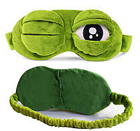 Маска для сна 3D Лягушка Пепе Зеленая