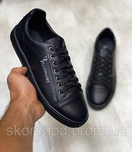 Чоловічі кросівки натуральна шкіра Billionaire чорні 40-45 р