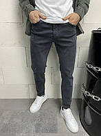 Темно-сірі кольори (сірі) чоловічі джинси вузкачі Skinny, джинсові штани з потертостями весна осінь Туреччина