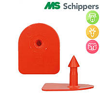 Вушна бірка в комплекті АРКА 35*28мм БезНомерна червоного кольору "МS TAG"