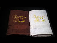 Набор полотенец для пары, банные 2 шт (Алексей и Маша)