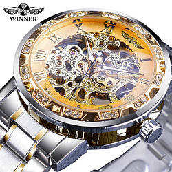 Механічний годинник Winner Skeleton, чоловічий оригінальний наручний годинники віннер скелетон, гарантія 1 рік