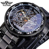 Механические часы Winner Skeleton, мужские оригинальные наручные часы виннер скелетон, гарантия 1 год