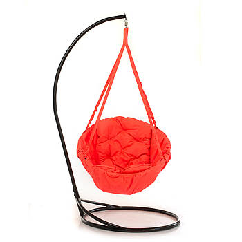 Підвісне Крісло гойдалка-гамак з підставкою Kospa Кораловий (100 кг) прямокутна подушка