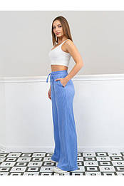 Жіночі брюки–палаццо з натурального трикотажу Klif (42–50р) в кольорах блакитний