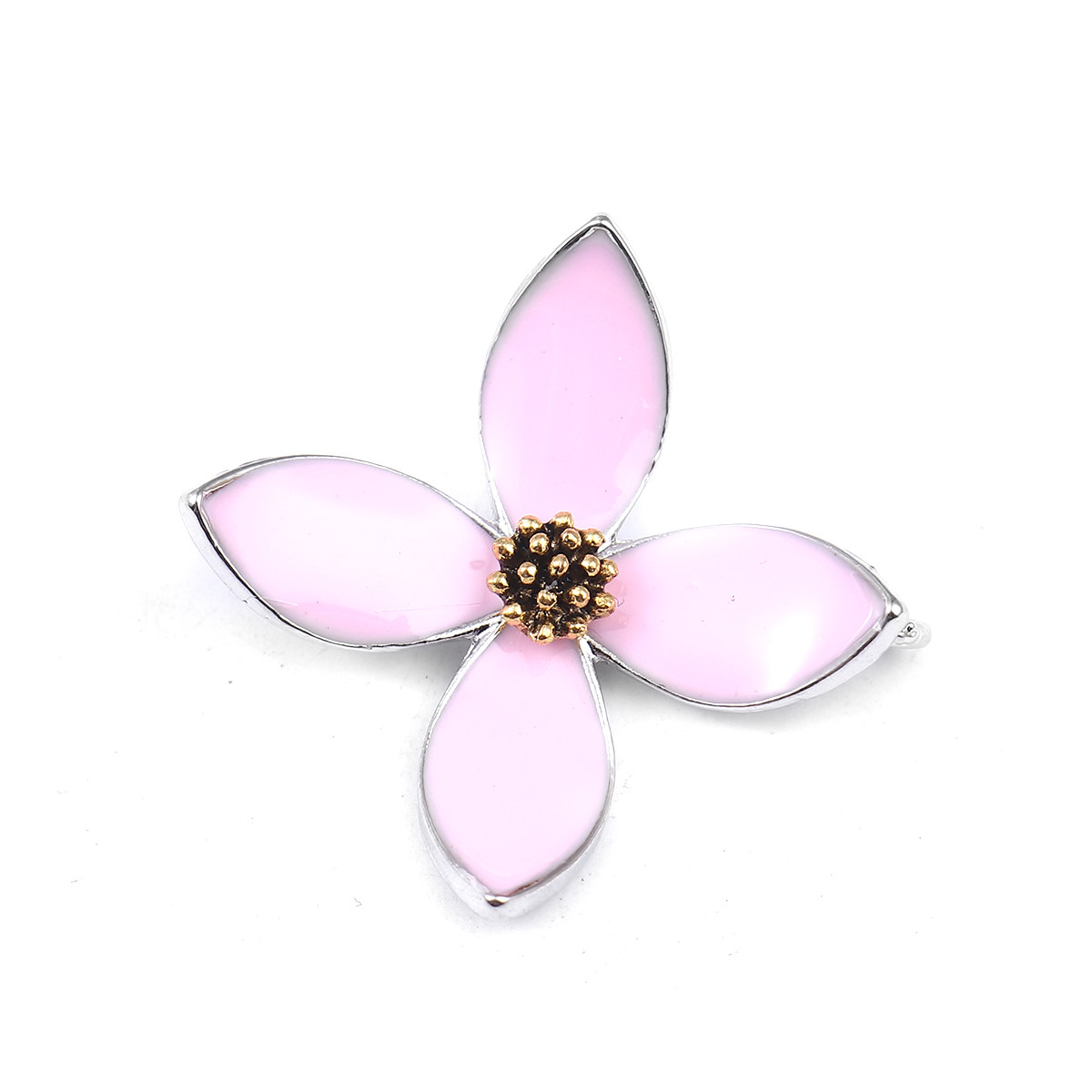 Конектор Філігранний квітка Цинковий сплав Фурнітура, Колір метал Емаль рожева 32 мм x 31 мм