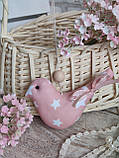 Пташки великодні льон, h 9,5 см х 11 см, великодній декор, фото 4