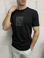 Футболка мужская черного цвета (черная) с принтом 100% хлопок, турецкая летняя футболка с коротким рукавом