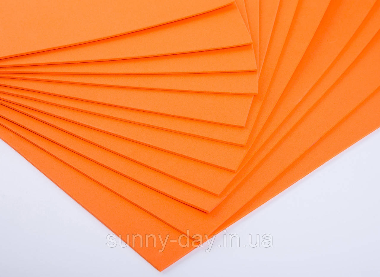 Фоаміран лист 2мм (20х30см), колір  - помаранчевий, фото 1