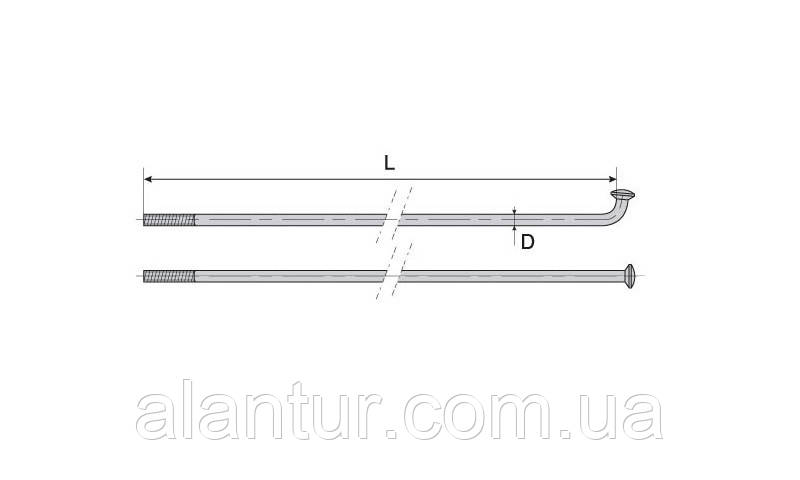 Велосипедні спиці Mach1 Inox Plus нержавійка 2.0 мм, довжина 272 мм, чорні, фото 1