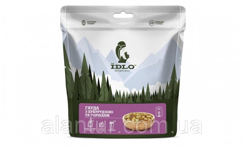 Сир Гауда Їdло з кукурудзою та горіхами, сушений снек 90 г, без ГМО, 456 кКал, фото 1