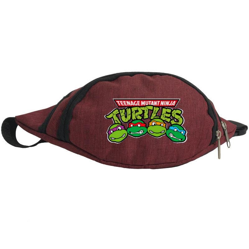 Сумка Бананка Черепашки Ніндзя на пояс Cappuccino (Turtle-0010) бордова, фото 1