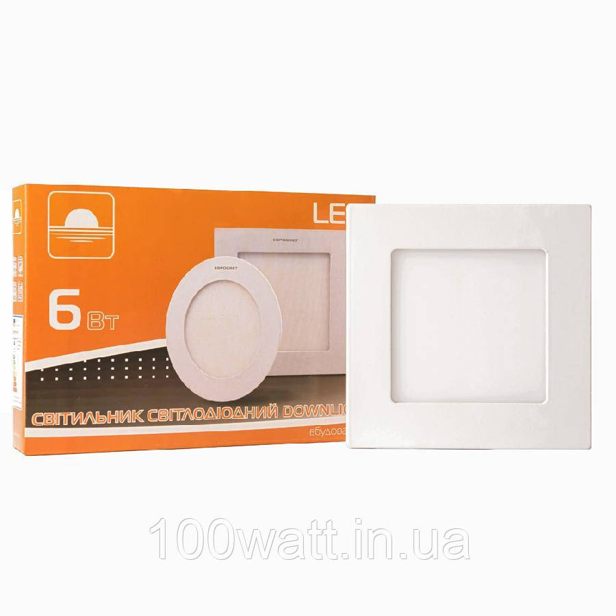 Світильник точковий врізний ЕВРОСВЕТ 6Вт квадрат LED-S-120-6 4200К