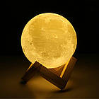 Нічник на пульті управління Місяць Лампа Світильник настільний дитячий 3D Moon Light Lamp 15 см з акумулятором, фото 5
