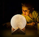 Нічник на пульті управління Місяць Лампа Світильник настільний дитячий 3D Moon Light Lamp 15 см з акумулятором, фото 7