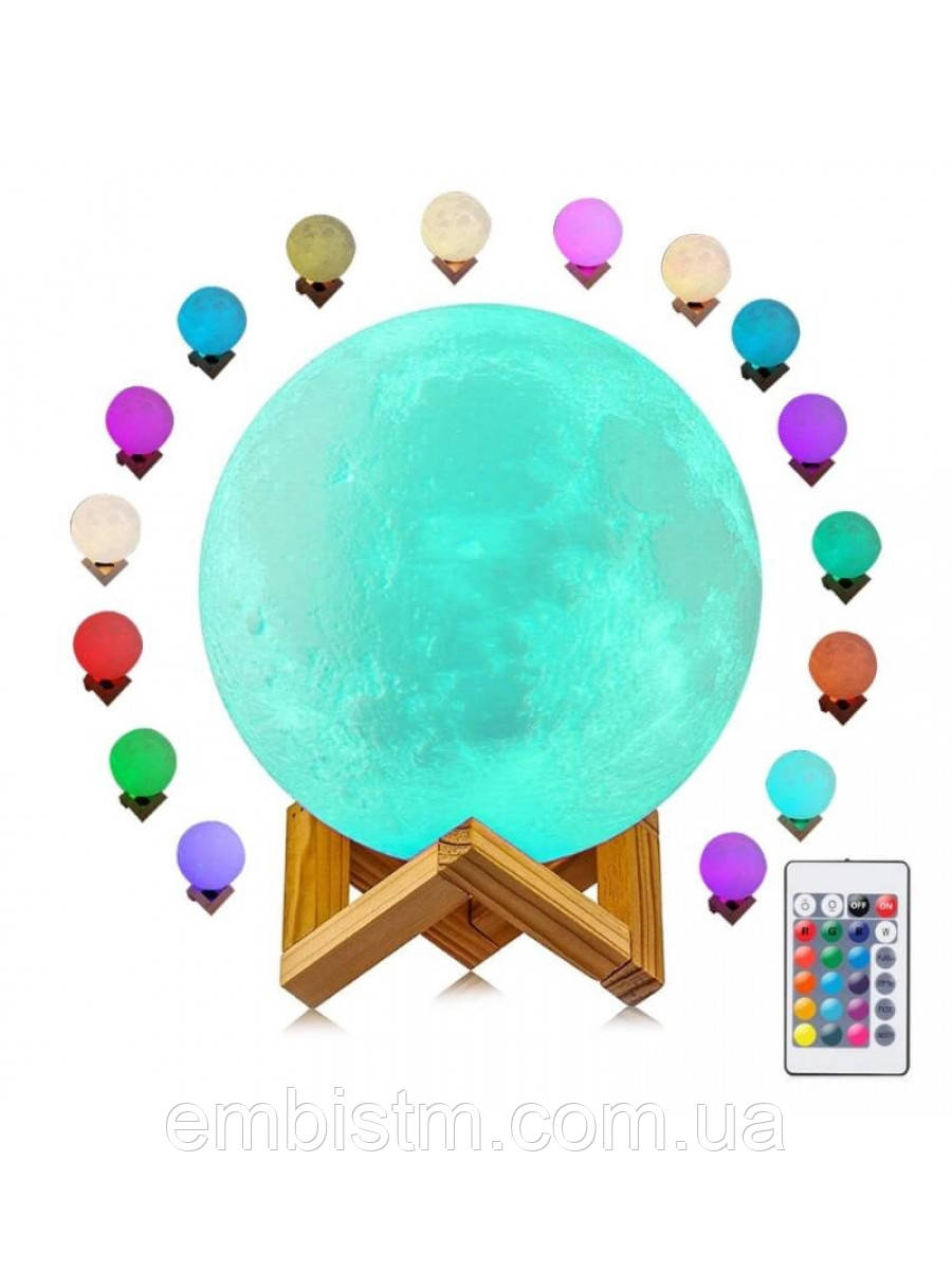 Дитячий настільний Нічник 3D Moon Light Lamp на пульті управління Місяць Лампа Світильник 15 см з акумулятором