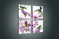 Модульна картина на полотні 4x32x32 см Чотири пташки (PS2019S21)