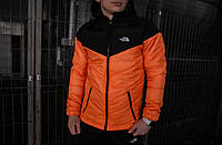 Куртка ветровка мужская утепленная стеганная качественная весенняя осенняя оранжево-черная The North Face XXL
