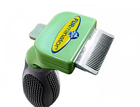 Фурмінатор з кнопкою зелений для собак з довгою шерстю 46х8 мм FURminator